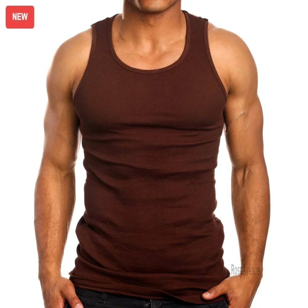 Men's Muscle Tank Top Slim Fit Workout Shirt Layering Undershirt